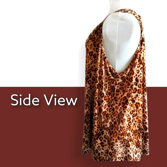 V-neck Swing Tank Leopard Print by French Grey 2X - Picture 2 of 3